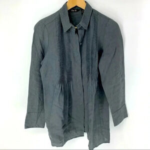 Zoe D. Pin tucked 100% linen tunic top